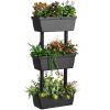 3 Tier Black Plastic Vertical Garden Planter Set