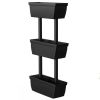 3 Tier Black Plastic Vertical Garden Planter Set