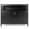 Black Wood 2-Door Dining Cabinet with Open Storage Shelf