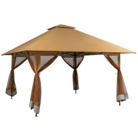 Brown 13 x 13 Ft Gazebo with Mesh Mosquito Netting Sidewalls