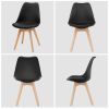 Set of 4 Mid-Century Modern Dining Chairs with Wood Legs-Black