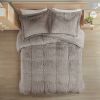 Full/Queen Grey Soft Sherpa Faux Fur 3-Piece Comforter Set