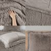 Full/Queen Grey Soft Sherpa Faux Fur 3-Piece Comforter Set