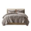 Full/Queen Grey Soft Sherpa Faux Fur 3-Piece Comforter Set