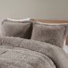 Full/Queen Grey Soft Sherpa Faux Fur 3-Piece Comforter Set