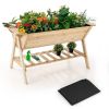 FarmHouse Natural 2 Tier Wooden Large Raised Planter Box Garden