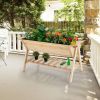 FarmHouse Natural 2 Tier Wooden Large Raised Planter Box Garden