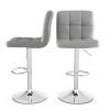 Set of 2 Modern Adjustable Height Barstools with Comfortable Grey PU Leather Seat