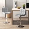 Set of 2 Modern Adjustable Height Barstools with Comfortable Grey PU Leather Seat