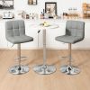 Set of 2 Modern Adjustable Height Barstools with Comfortable Grey PU Leather Seat