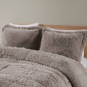 Twin/Twin XL Grey Soft Sherpa Faux Fur 2-Piece Comforter Set