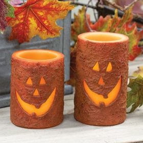 Halloween Glow: 4" LED Jack-O'-Lantern Timer Candle