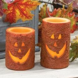 6" Jack O' Lantern Timer Pillar