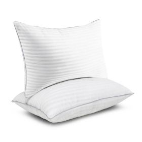 King Size Down Alternative Bed Pillows, Set of 2 - Machine Washable with Cotton Covers