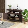 Dark Brown Wood 2-Door Dining Cabinet with Open Storage Shelf