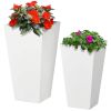 Modern White Outdoor Tall Planter Box, Set of 2 - Lightweight Flower Pots