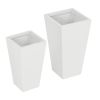 Modern White Outdoor Tall Planter Box, Set of 2 - Lightweight Flower Pots