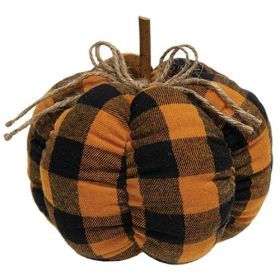 Stuffed Pumpkin Orange & Black Buffalo Check 6.5"