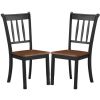 Set of 2 Wood Mission Style Armless Dining Chairs - Brown&Black