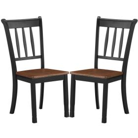 Set of 2 Wood Mission Style Armless Dining Chairs - Brown&Black