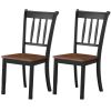 Set of 2 Wood Mission Style Armless Dining Chairs - Brown&Black