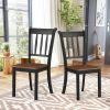 Set of 2 Wood Mission Style Armless Dining Chairs - Brown&Black