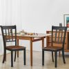 Set of 2 Wood Mission Style Armless Dining Chairs - Brown&Black