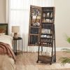 Modern Black Metal & Wood Jewelry Armoire with Mirror