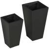 Modern Black Outdoor Tall Planter Box, Set of 2 - Lightweight Flower Pots