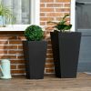 Modern Black Outdoor Tall Planter Box, Set of 2 - Lightweight Flower Pots