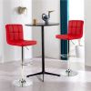 Set of 2 Modern Adjustable Height Barstools with Comfortable Red PU Leather Seat