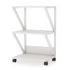 Modern White 3-Shelf Printer Stand – Rolling Metal Wood Office Cart