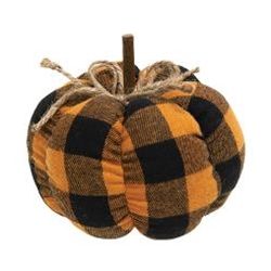 Stuffed Pumpkin Orange & Black Buffalo Check 5.5"