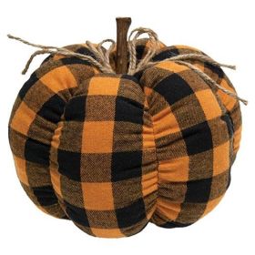 Stuffed Pumpkin Orange & Black Buffalo Check 8"