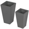 Set of 2 Grey Outdoor Planters – Modern, Lightweight, 22" and 18"