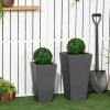 Set of 2 Grey Outdoor Planters – Modern, Lightweight, 22" and 18"