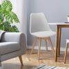 Set of 4 Mid-Century Modern Dining Chairs with Wood Legs-White