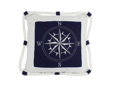 Beach House Decor: Blue Compass Throw Pillow