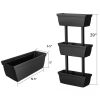 3 Tier Black Plastic Vertical Garden Planter Set