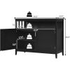 Black Wood 2-Door Dining Cabinet with Open Storage Shelf