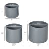 Set of 3 Grey Stackable Round Outdoor Planters with Drainage Holes