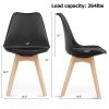 Set of 4 Mid-Century Modern Dining Chairs with Wood Legs-Black