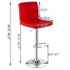 Set of 2 Modern Adjustable Height Barstools with Comfortable Red PU Leather Seat