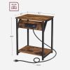 Set of 2 - Nightstand End Tables with Charging Station