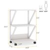 Modern White 3-Shelf Printer Stand – Rolling Metal Wood Office Cart