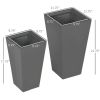 Set of 2 Grey Outdoor Planters – Modern, Lightweight, 22" and 18"