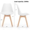 Set of 4 Mid-Century Modern Dining Chairs with Wood Legs-White